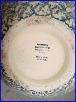 Vintage xtra Large Robinson Ransbottom Blue Spongeware Stoneware Mixing Bowl 16