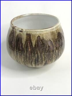Vivika Otto Heino Pottery Bowl Glazed 1980s Mid Century Style 4.5 Vtg Rare