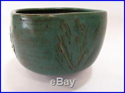 Vivika Otto Heino RARE Vintage Blue Green Matte Incised Art/Studio Pottery Bowl