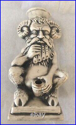 Vntg Rare Rumph Pottery Satyr 1979 Pipe Bong Bowl Figural Horned Pan With Flute