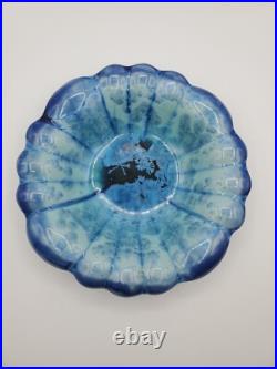 Vtg 10 Turquoise Crystalline Glaze Porcelain Serving Bowl Edgecomb Potters