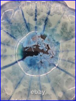 Vtg 10 Turquoise Crystalline Glaze Porcelain Serving Bowl Edgecomb Potters