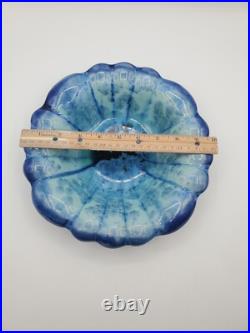 Vtg 10 Turquoise Crystalline Glaze Porcelain Serving Bowl Edgecomb Potters