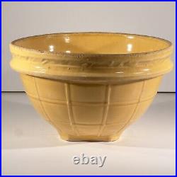 Vtg 1920's McCoy Pottery Yellow Ware Mixing Bowl Windowpane Lrg 9 3/4 x 6