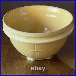 Vtg 1920's McCoy Pottery Yellow Ware Mixing Bowl Windowpane Lrg 9 3/4 x 6