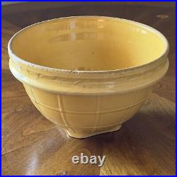 Vtg 1920's McCoy Pottery Yellow Ware Mixing Bowl Windowpane Lrg 9 3/4 x 6