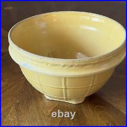 Vtg 1920's McCoy Pottery Yellow Ware Mixing Bowl Windowpane Lrg 9 3/4 x 6