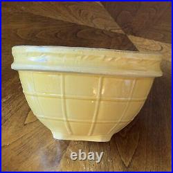 Vtg 1920's McCoy Pottery Yellow Ware Mixing Bowl Windowpane Lrg 9 3/4 x 6