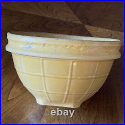 Vtg 1920's McCoy Pottery Yellow Ware Mixing Bowl Windowpane Lrg 9 3/4 x 6