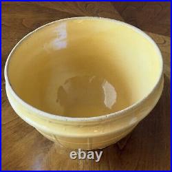 Vtg 1920's McCoy Pottery Yellow Ware Mixing Bowl Windowpane Lrg 9 3/4 x 6