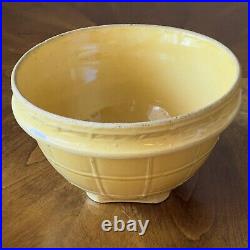 Vtg 1920's McCoy Pottery Yellow Ware Mixing Bowl Windowpane Lrg 9 3/4 x 6