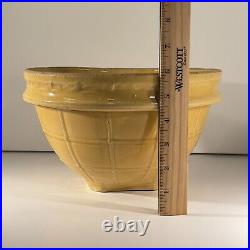 Vtg 1920's McCoy Pottery Yellow Ware Mixing Bowl Windowpane Lrg 9 3/4 x 6