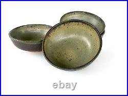 Vtg 1950s Studio Art Pottery Bowls Signed Mid Century Handmade Ceramics d. 1959