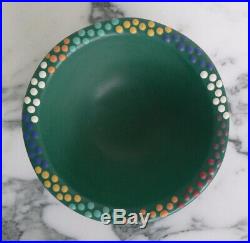 Vtg 1994 LUNA GARCIA Venice California pottery DOTS on green BOWL signed NO RSRV