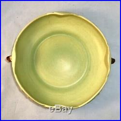 Vtg 3-piece ROSEVILLE Green Apple Blossom Pottery PAIR VASES / CONSOLE BOWL