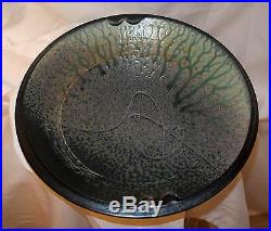 Vtg'91 Signed Richard Aerni Pottery Ash Glazed Stoneware Bowl-11 3/8 Mint
