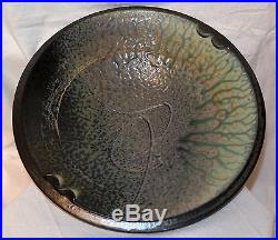 Vtg'91 Signed Richard Aerni Pottery Ash Glazed Stoneware Bowl-11 3/8 Mint
