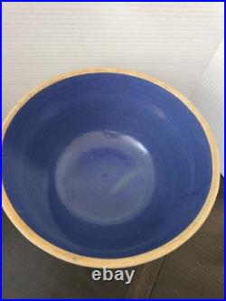 Vtg Antique 1910 A. D. Ruckles Pottery Blue Stoneware Picket Fence Mixing Bowl