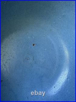 Vtg Antique 1910 A. D. Ruckles Pottery Blue Stoneware Picket Fence Mixing Bowl