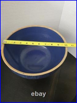 Vtg Antique 1910 A. D. Ruckles Pottery Blue Stoneware Picket Fence Mixing Bowl
