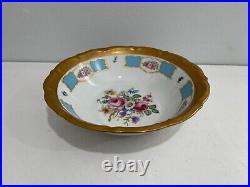 Vtg Antique Bavarian Porcelain Center / Fruit Bowl Blue Gold Floral Decoration