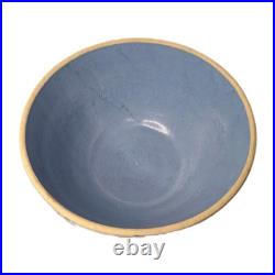 Vtg Antique Ruckles Pottery Picket Fence Blue Stoneware Mixing Bowl 10 X 5