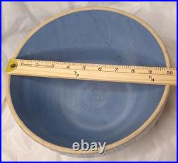 Vtg Antique Ruckles Pottery Picket Fence Blue Stoneware Mixing Bowl 10 X 5