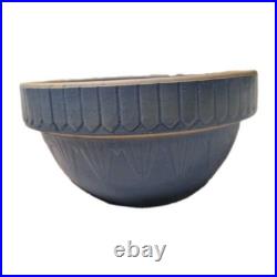Vtg Antique Ruckles Pottery Picket Fence Blue Stoneware Mixing Bowl 10 X 5