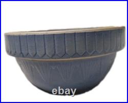 Vtg Antique Ruckles Pottery Picket Fence Blue Stoneware Mixing Bowl 10 X 5
