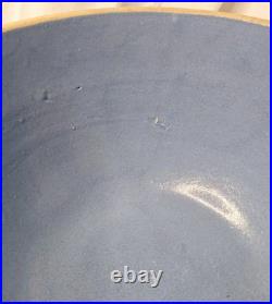 Vtg Antique Ruckles Pottery Picket Fence Blue Stoneware Mixing Bowl 10 X 5