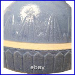 Vtg Antique Ruckles Pottery Picket Fence Blue Stoneware Mixing Bowl 10 X 5
