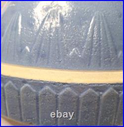 Vtg Antique Ruckles Pottery Picket Fence Blue Stoneware Mixing Bowl 10 X 5