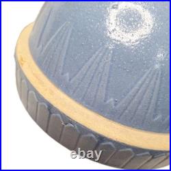 Vtg Antique Ruckles Pottery Picket Fence Blue Stoneware Mixing Bowl 10 X 5