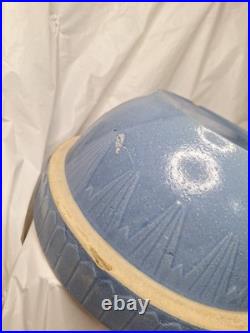 Vtg Antique Ruckles Pottery Picket Fence Blue Stoneware Mixing Bowl 10 X 5