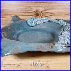 Vtg Artisan Handmade Stoneware Pottery Bowl Decor Statement Piece Brutalist OOAK