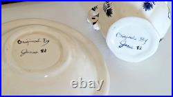 Vtg Artisan Studio Pottery Pitcher Bowl Ceramic Stoneware Handpainted Signed USA