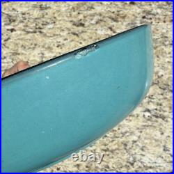 Vtg Bitossi Aldo Londi Vetrata Italy MCM Pottery Bowl Teal Blue Geometric 10.25