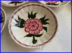 Vtg Blue Ridge Southern Pottery Hand Painted Pink Peony Set of 12 Small Bowls
