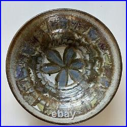 Vtg Ceramic Stoneware Mid-Century Modern Bowl Large unsigned Floral 16