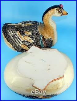 Vtg Extra Large Italian Italy Hand Painted Goose Lidded Tureen Bowl Centerpiece