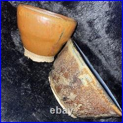 Vtg Florrie Handmade Studio Art Pottery Bowls, Drip Glaze, Pair