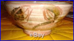 Vtg French Country Pink Sculptured Art Flower Bud Pottery Vase Leafy Bowl Lot 2