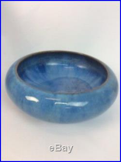 Vtg Fulper Arts Pottery Blue Glaze Bowl Vase