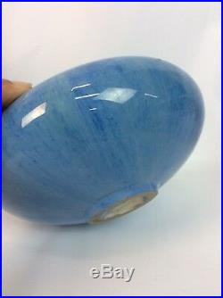 Vtg Fulper Arts Pottery Blue Glaze Bowl Vase