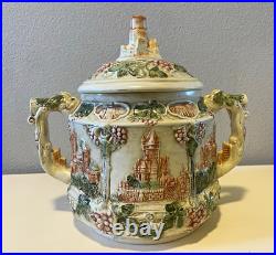 Vtg German Castle Stoneware Punch Bowl Tureen Set 12 Mugs Pitcher 14pc LN Mark Vtg German Castle Stoneware Punch Bowl Tureen Set 12 Mugs Pitcher 14pc LN Mark