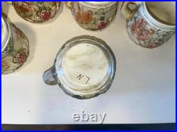 Vtg German Castle Stoneware Punch Bowl Tureen Set 12 Mugs Pitcher 14pc LN Mark Vtg German Castle Stoneware Punch Bowl Tureen Set 12 Mugs Pitcher 14pc LN Mark