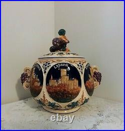 Vtg German Stoneware Pottery Soup Tureen/Punch bowl with8 Beer Stein Cups New