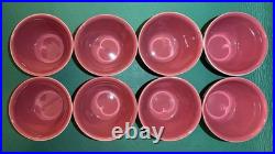Vtg Hall Pottery Large Mixing Bowl 1097 w Matching Small Bowls 1091 (8), Maroon