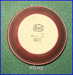 Vtg Hall Pottery Large Mixing Bowl 1097 w Matching Small Bowls 1091 (8), Maroon