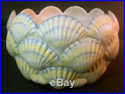 Vtg LARGE Italian Ceramic SHELL Centerpiece Planter Bowl Vase Palm Beach GLAM